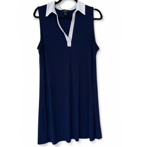 MSK Navy and White Sleeveless Polo Dress